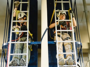 wind turbine students in a training session